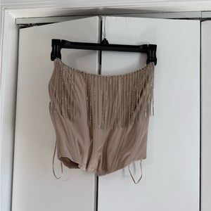 UO Fringed Nude Strapless Bustier Top